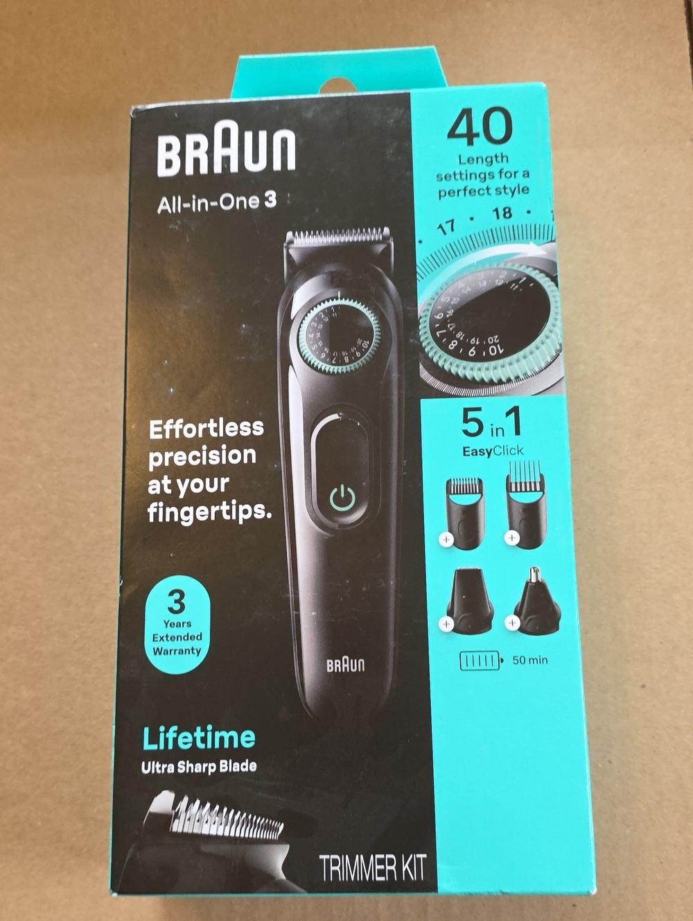 Braun All-in-One 3 Black & Teal Trimmer Kit - Men's Grooming